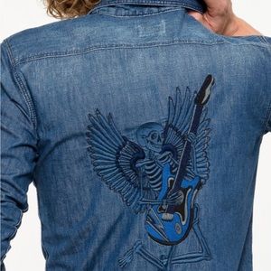 Zadig Voltair denim button up. Design on the back is insane!!!!